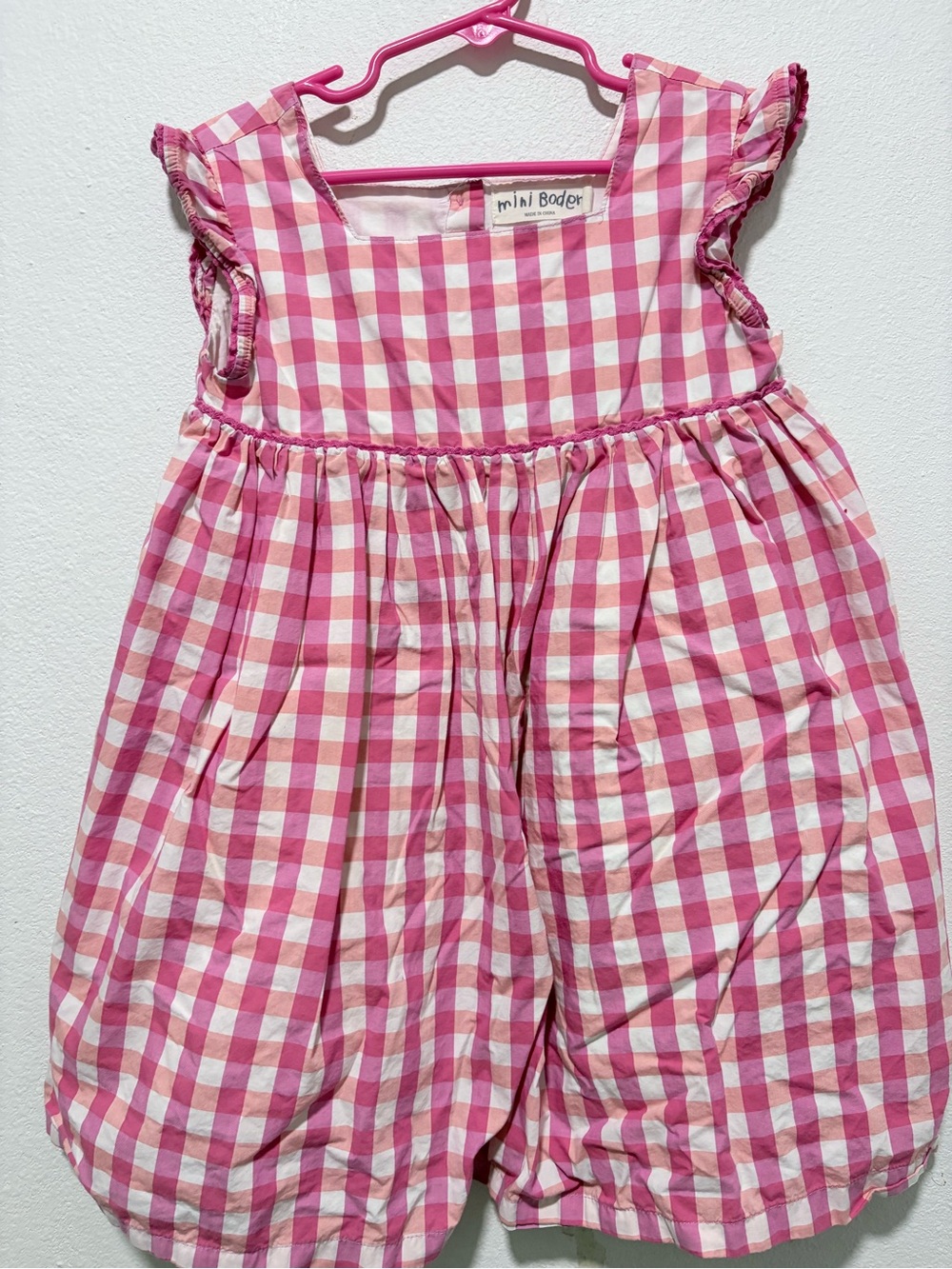 Mini Boden Pink and White Gingham Sundress